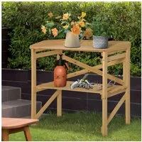 Outsunny Pflanztisch mit Ablagefläche, Holz (Gärtnertisch, 1-St., Blumentisch), für Garten, Braun