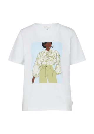 s.Oliver Red Label - T-Shirt mit modischem Grafik-Print weiß - Gr. - 34