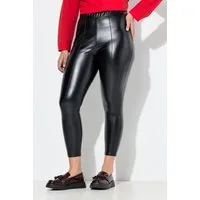Ulla Popken Leggings Leggings Lederoptik schmales Bein Elastikbund