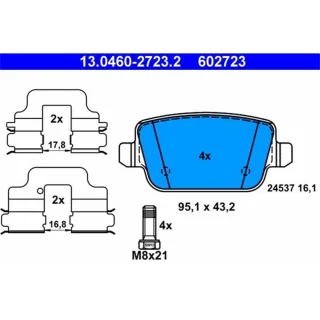 ATE Bremsbel?ge hinten Ford Focus Galaxy Kuga Mondeo S-Max 13.0460-2723.2