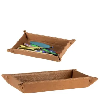 Taschenleerer Leder naturbraun Ordnung Schlüssel 27x16cm | Sonnenleder Stiftschale. Eine stilvolle Ablage für tägliche Begleiter im Eingangsbereich.