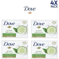 DOVE Gesichtsseife Dove Seifenstück Fresh Touch feuchtigkeitsspendend und erfrischend, 4-tlg., Dove Fresh Touch Seifenriegel, Gurken- und Grüntee-Duft, 100gr