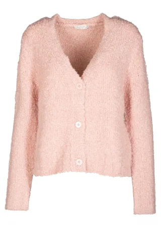 CLARINA - V-Cardigan,1/1 Arm, Boucle rose mel. - Gr. - 40