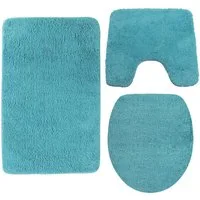 NYVI Badematte Badematten Set 3 teilig NYVISpa Lasalle Badezimmerteppich Set, Höhe 20 mm, Polyester, Badematte 50x80 + WC Vorleger mit Ausschnitt 45x50 + WC Deckelbezug