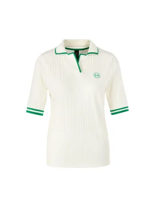 Marc Cain Sports - Poloshirt im Ripp-Design off-white - Gr. - 36