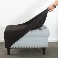 Rosnek Stuhlhusse Quadratisch,Stretch,Jacquard-Gewebe,Staubdicht,für Fußhocker