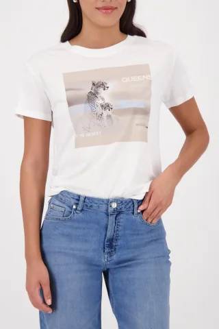 monari - T-Shirt mit Leopardenprint off-white - Gr. - 38