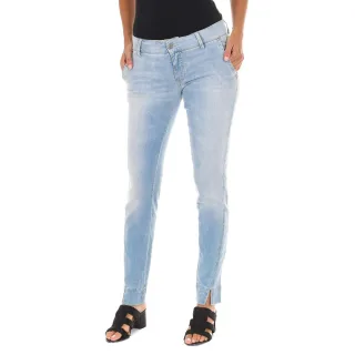 Lange Jeanshose mit getragenem Effekt und schmalem Schnitt an den Säumen 70DBF0282-D762 Damen