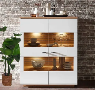 Fresno Highboard weiß eiche