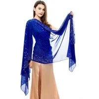 Zaewry Modeschal Glänzender Modeschal, Damen-Strass-Schal, modischer Chiffon-Schal, Stola für Abendkleider