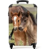 NoBoringSuitcases.com© Hartschalen-Trolley Pferd - Fohlen - Tiere - Kinder - Braun 55x35x20cm, 4 Rollen, Kinder Koffer Klein, Trolley Handgepäck, Reisekoffer