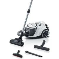 BOSCH Bodenstaubsauger Serie 6 BGC41XALL, ideal für Allergiker, Hygiene-Filter, 700 W, beutellos, 10 Jahre Motorgarantie, Hartbodendüse, XXL-Polsterdüse, leise, weiß