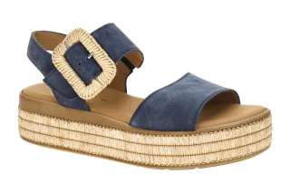 Gabor 84.562 - Damen Sandalette Marine Blau Velourleder Klettverschluss