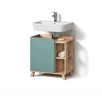 Livinity® Waschbeckenunterschrank Marano, Blau-Grau/Sonoma, 60 x 65 cm mit Tür und offenen Fächern (1-St)