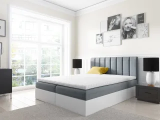 Boxspringbett Schlafzimmerbett GABRIEL 180x200cm Grau-Weiss