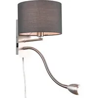 TRIO Leuchten LED Wandleuchte mit Leselampe & Schalter Höhe 23,5cm, dimmbar, LED fest integriert, LED wechselbar, Warmweiß, innen Wand-Lampe mit Kabel und Stecker, Nachttischlampe Bett