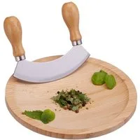 relaxdays Wiegemesser Einschneidiges Wiegemesser mit Brett