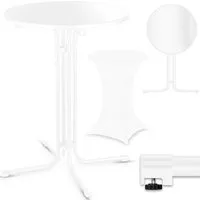 VESKA Stehtisch Ø 80cm inkl. Husse, Gastro Bistrotisch (klappbar Indoor & Outdoor, höhenverstellbare Füße, Klapptisch rund), Partytisch, Empfangstisch, Gartentisch wetterfest