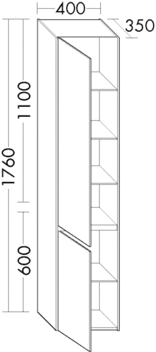 Burgbad Hochschrank YSO PG2 HGL 1760x400x350 Schilf Ultramatt, HSHB040RF5750 HSHB040RF5750