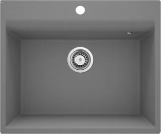 Neuesbad 1-Becken Granitspüle ohne Abtropffläche 600x500x216, 3,5'', Grau Metallic, mit SPACE SAVER NB1DEZRCS10A1