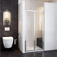 Duschparadies Dusch-Falttür 185cm Schiebetür Bifold-Tür Nischentür Duschabtrennung Duschtür, 70x185 cm, Sicherheitsglas, beidseitig montierbar,mit festteil