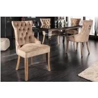 riess-ambiente Polsterstuhl CASTLE cappuccino/natur - Samt, Holz-Beine, Komfortgriff, Ziersteppung, Landhaus & Chesterfield-Kombination - ideal für Küche & Esszimmer