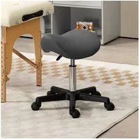 HOMCOM Rollsitz 360° drehbar (Salonhocker, 1 St., Drehhocker), höhenverstellbar, Grau