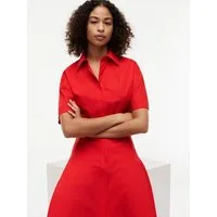 Tommy Hilfiger Blusenkleid POPLIN FLRE SS MIDI SHRT DRS Baumwolle