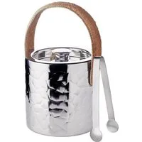 EDZARD Eiseimer Capri, Silber-Optik, fein gemustert, Inkl. Deckel und Zange, H 17 cm