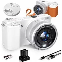 Fine Life Pro 64MP Digitalkamera für Einsteiger mit 4K Video – Kompaktkamera Kompaktkamera (2 Akkus + Lederhülle Perfekt für Reisen, Vlogs & Familienfotos)