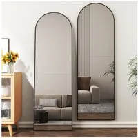 Hopibath Spiegel groß für Wohnzimmer Kinderzimmer Flur Garderobe Hotel (Ganzkörperspiegel Schwarz Bogen, 180x80, 160x50, 150x50, 140x40cm), Alurahmen, hängend,Wand gelehnt