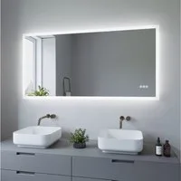 AQUALAVOS Badspiegel LED Badspiegel 140x70 cm Großer Badezimmer Wandspiegel mit Beleuchtung, 6400K Kaltweiß & Warmweiß 3000K, Energiesparend, Touchschalter