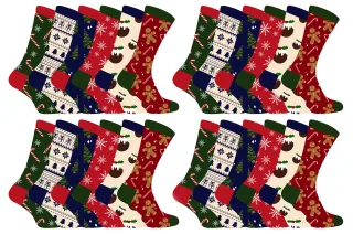 Herren Weihnachten Socken | Socke Snob | Neuheit bunte stilvolle lustige gemusterte Crew Xmas Socken - 24 Pack