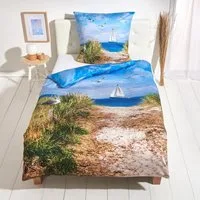 TRAUMSCHLAF Bettwäsche Segelboot, Mako Satin, 2 teilig, Sommerliches Design in einzigartiger Haptik