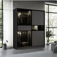 Compleo Schwebetürenschrank modern, Elegant Garderobe, Getöntes Glas LED-Beleuchtung