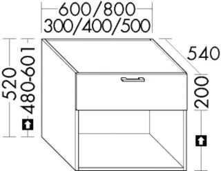 Burgbad Unterschrank System 30 Preisgruppe 3 Diago 520x800x540 Trend- oder RAL-Farbe Matt WVII080F5347