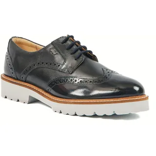Pod Kortney Leder Damen Navy Lack Brogues Schuhe