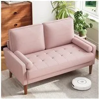 OUNUO 2-Sitzer Sofa 2 Sitzer, Modernes 2er Sofa mit 2 Wurfkissen
