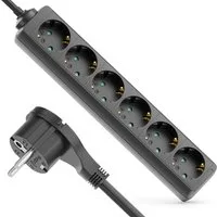 deleyCON deleyCON 6 Fach Steckdosenleiste mit Flachstecker Stromleiste 1,4m Steckdosenleiste