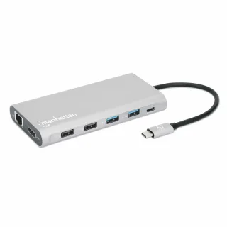 Manhattan USB-C Dock/Hub with Card Reader and MST | 130660 | Ports (x10):