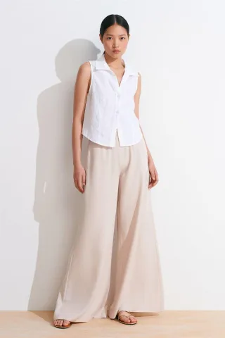 Hochtaillierte Weite Tencel Palazzo-Hosen