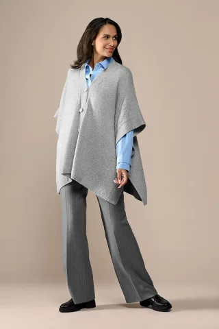 Ayla Lurex Poncho Grau/Silber