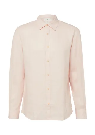 s.Oliver Red Label - Regular Fit: Hochwertiges Leinenhemd mit Kentkragen pink - Gr. - L