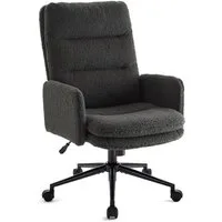 IWMH Bürostuhl Ergonomisch Schreibtischstuhl, Höhenverstellbar Drehstuhl mit Rollen, Lesesessel aus Kunstpelz, Schminktisch Stuhl mit Höher Rückenlehne