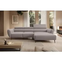 WERK2 Ecksofa Alisson 277 x 174 cm modern und bequem, Luxus-Microfaser weich, L-Form, XXL, elektrische Sitztiefenverstellung