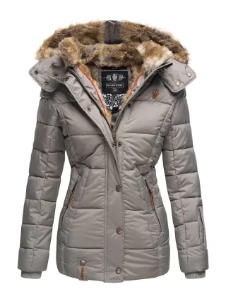 Marikoo Damen Winterjacke Nekoo mit Kunstfellkapuze & Teddy-Innenfutter