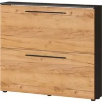 GERMANIA Schuhschrank Utah Schuhschrank in 2 Breiten, mit 2 oder 3 Klappen Tiefe: 19cm, ideal für schmale Flure, Metallschuhkörbe,Made in Germany