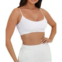 fashionshowcase Bustier Damen Sport-BH im 2er Pack abnehmbare Softpads – ohne Bügel (2er Pack) Spaghettiträger, 2er Pack, herausnehmbare Softpads