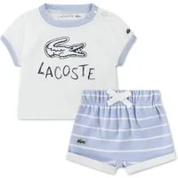 Lacoste Neugeborenen-Geschenkset Lacoste Baby 2-Teiler mit Print und Shorts weiß-blau