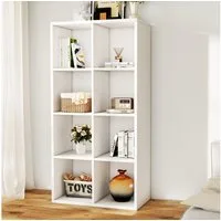 oyajia Bücherregal Bücherschrank, Würfelregal, Standregal, Standregal, Bücherschrank aus Holz mit 8 Fächer, Weiß